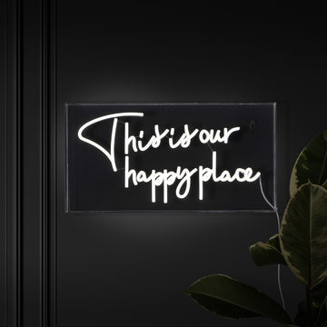 This Is Your Happy Place Contemporary Glam Acrylic Box USB Operated LED Neon Light - JONATHAN Y